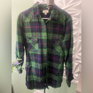 Green and Blue Plaid Button Down Shirt(suade) # 1